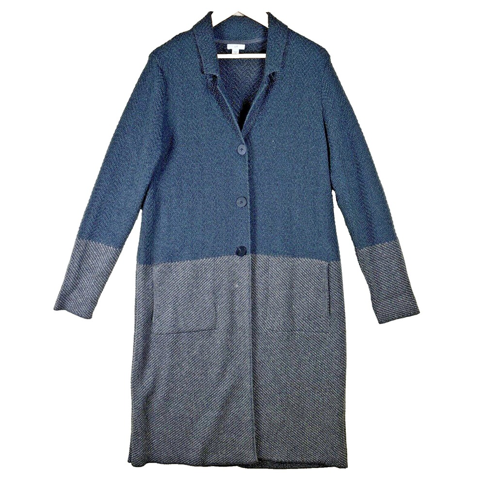 J Jill Sweater Coat Duster Sz S Colorblock Blue‎ Gray Cotton Blend Lagenlook